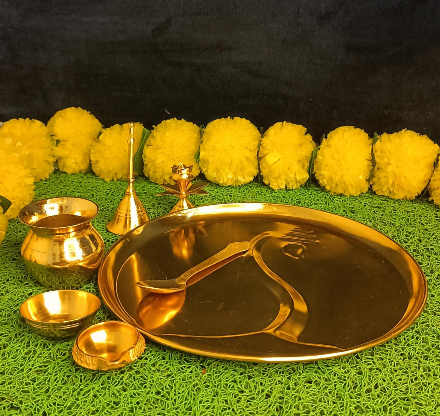 Golden Finish Ganesha Pooja Thali Set