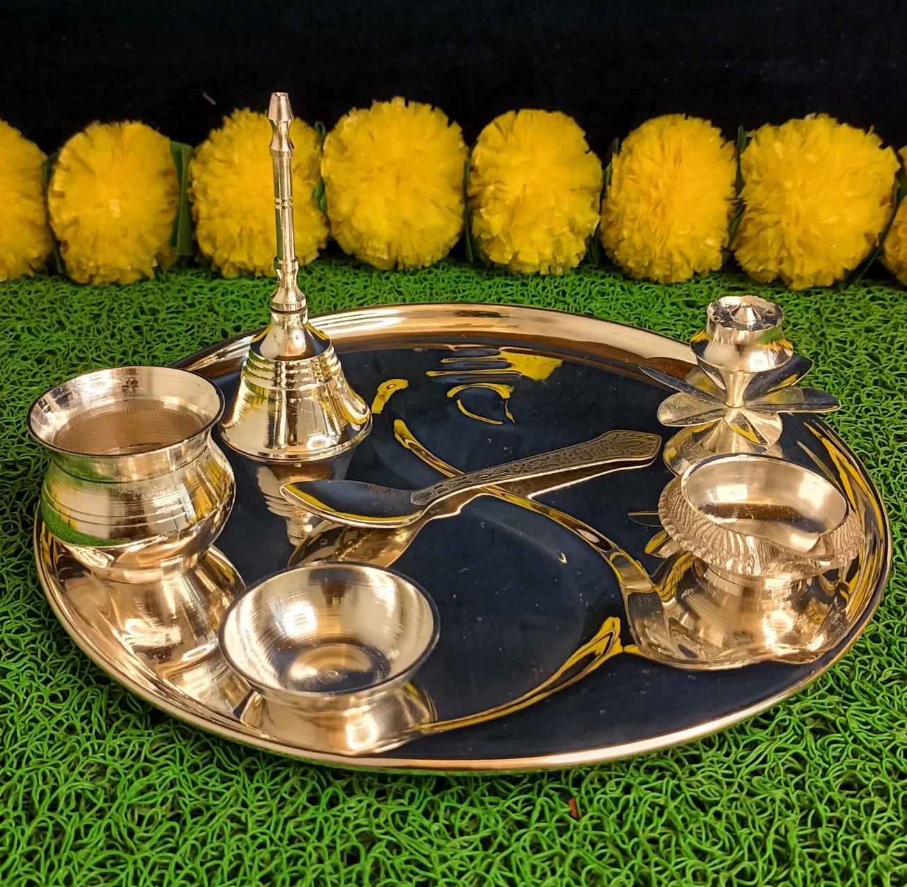 Silver Finish Ganesh Pooja Thali Set