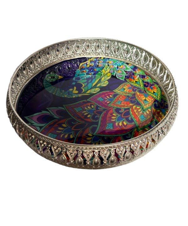 Decorative Serving Tray – Peacock Design