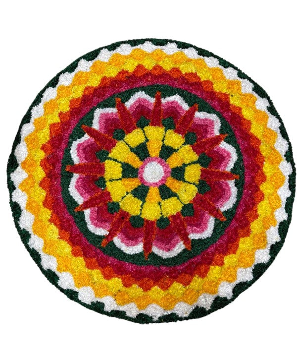 3 Feet Round Floral Rangoli Mat