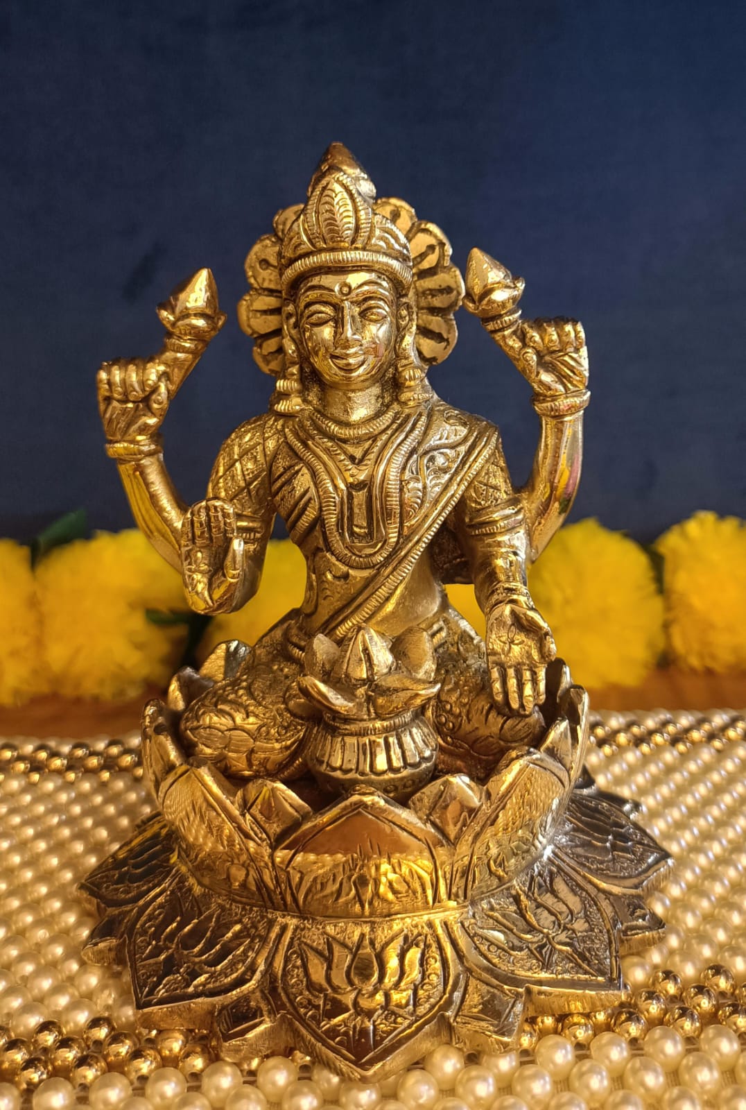 Big Size Lakshmi Ganesha With Lotus Statue Pair