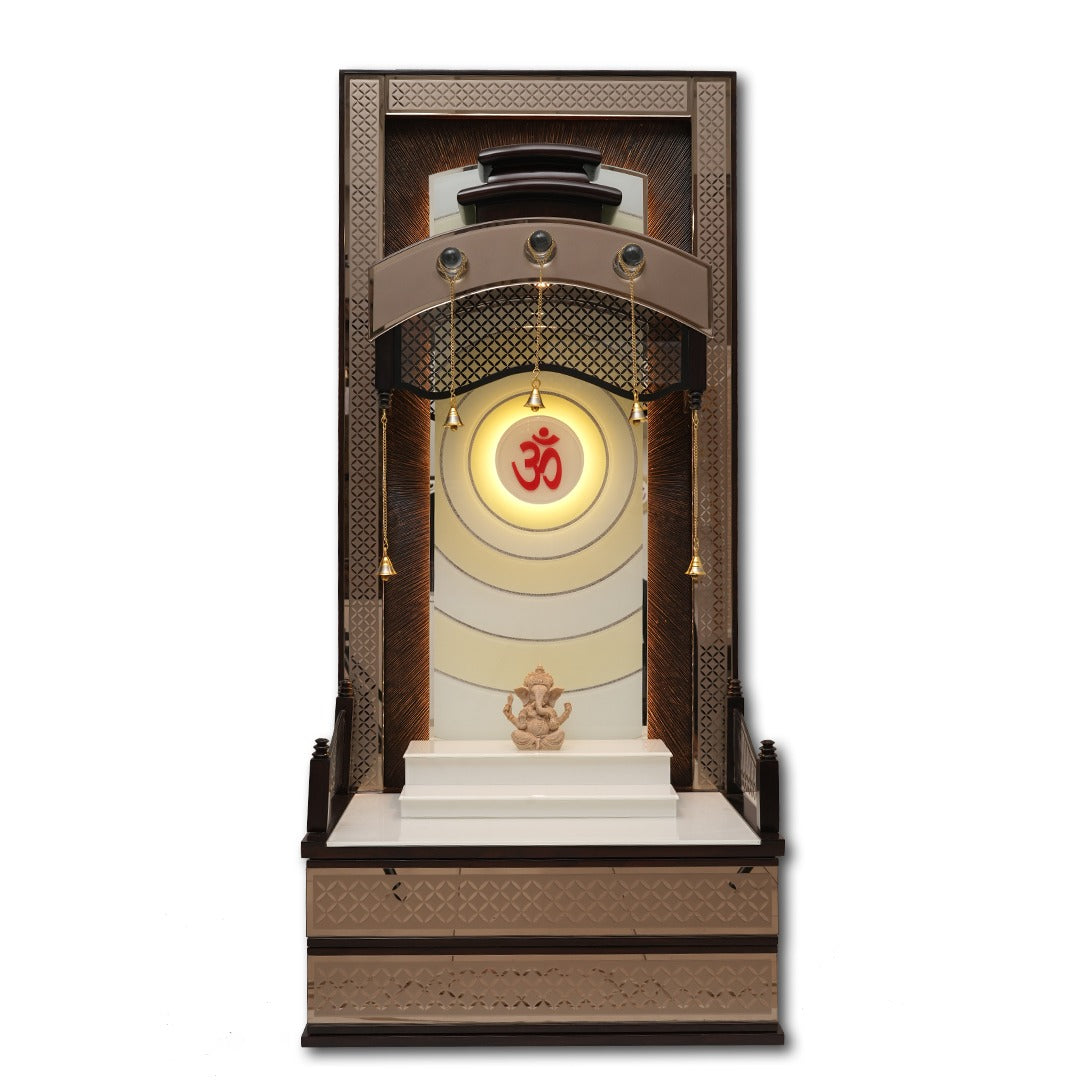 "Golden Garuda"Pooja Mandir(Double Drawer)
