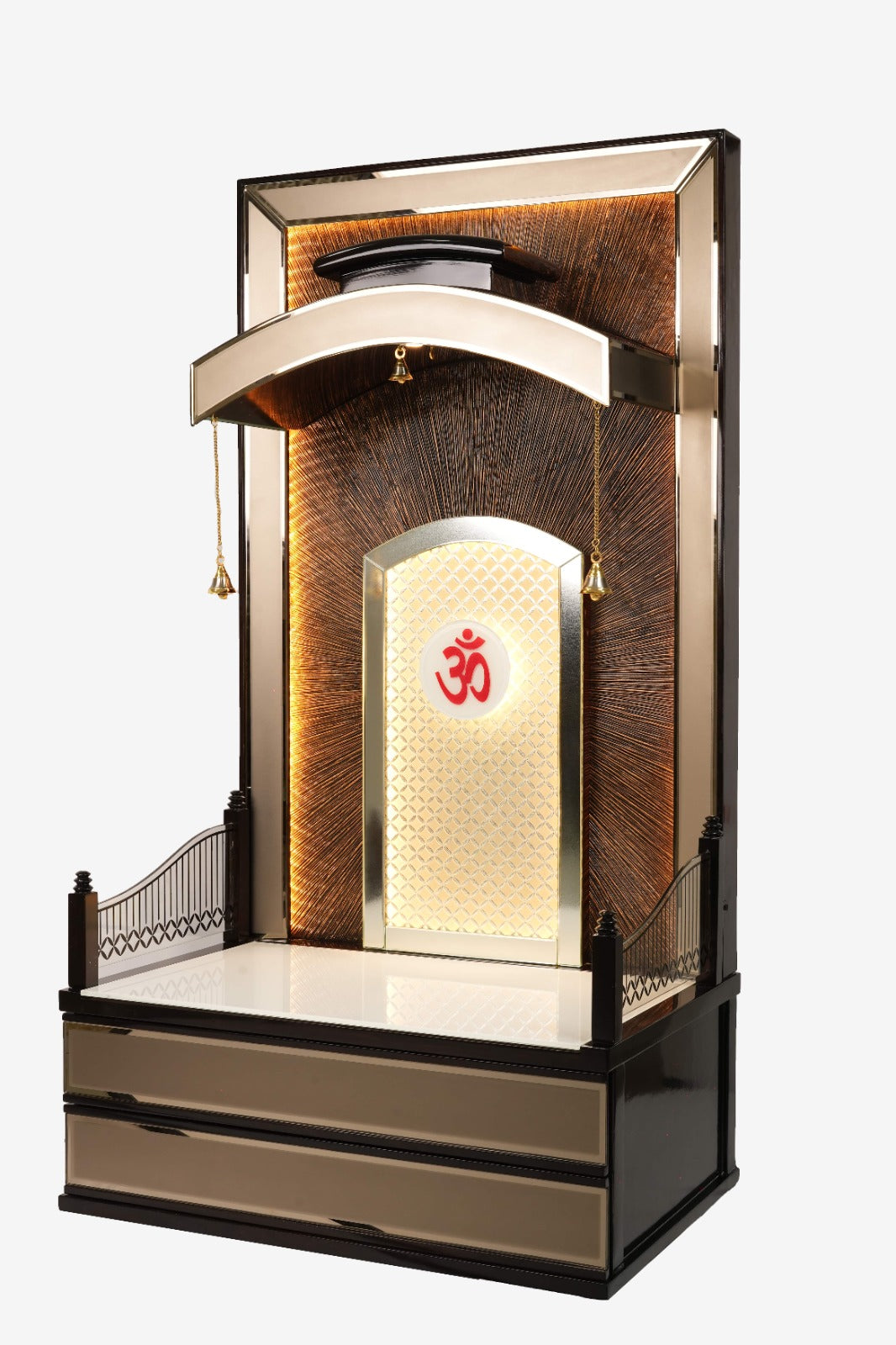"GOLDEN CURVE"Pooja Mandir(Double Drawer)