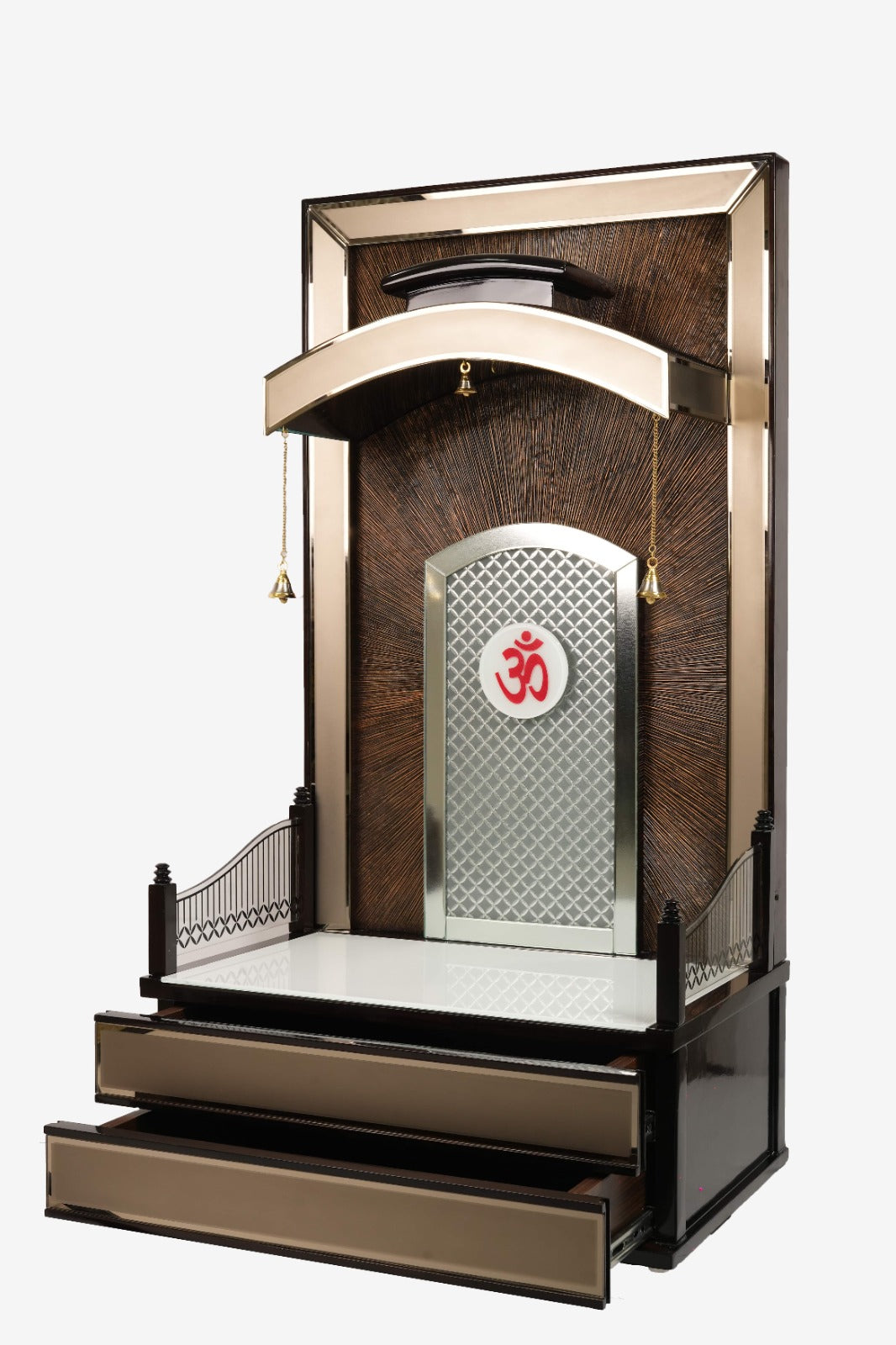 "GOLDEN CURVE"Pooja Mandir(Double Drawer)