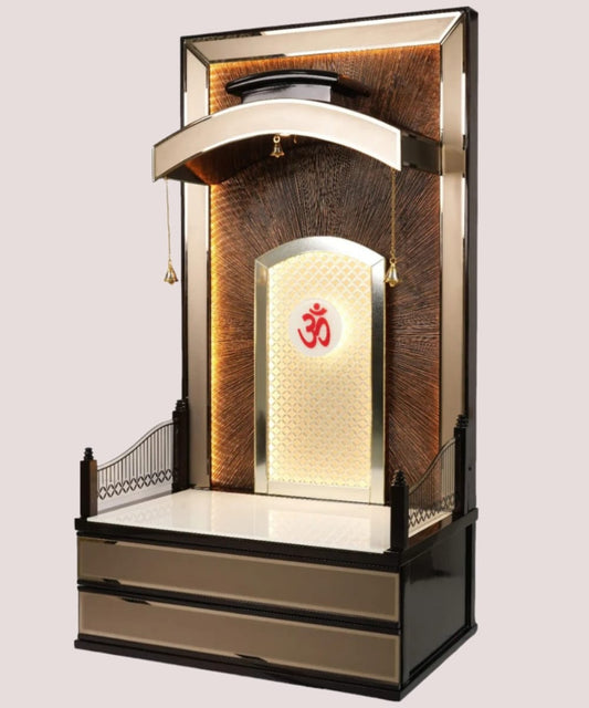 "Golden Curve"Pooja Mandir(Double Drawer)