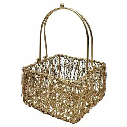 Metal Mesh Square Shape Gift Basket