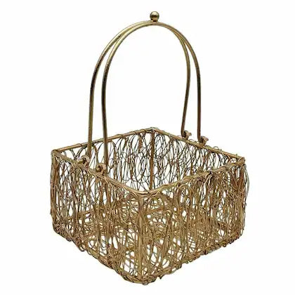 Metal Mesh Square Shape Gift Basket