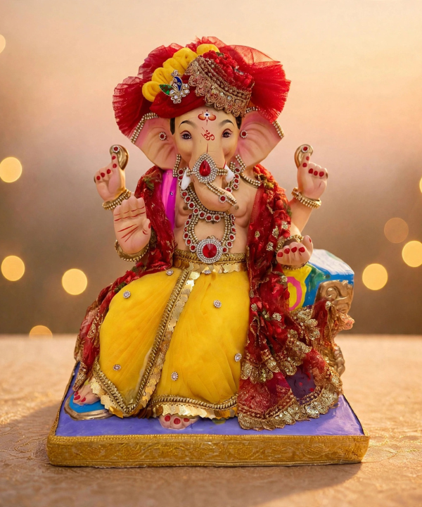 18 Inch Clay Ganesha Idol With Sofa