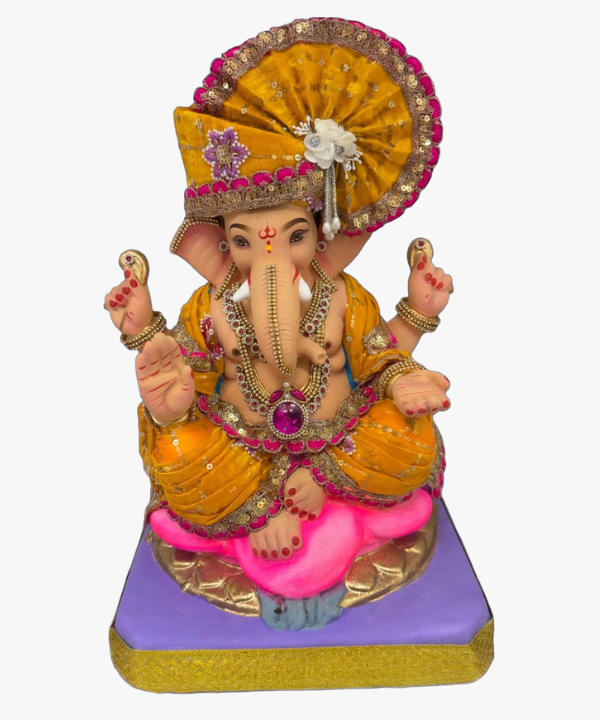 18 Inch Swaroop Lotus Clay Ganesha Idol