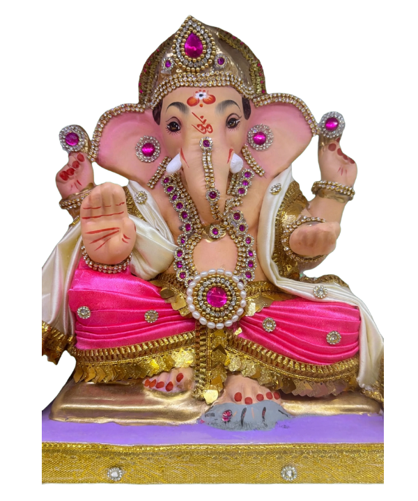 12 Inch Mysoori Ganesha Idol - Pink Dhoti