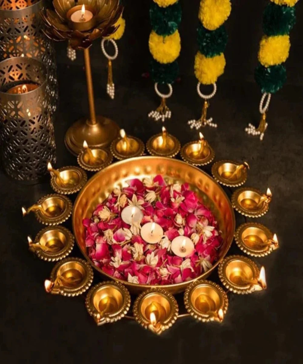 Diya Decorative Urli with Tealight - Diameter - 10 inch