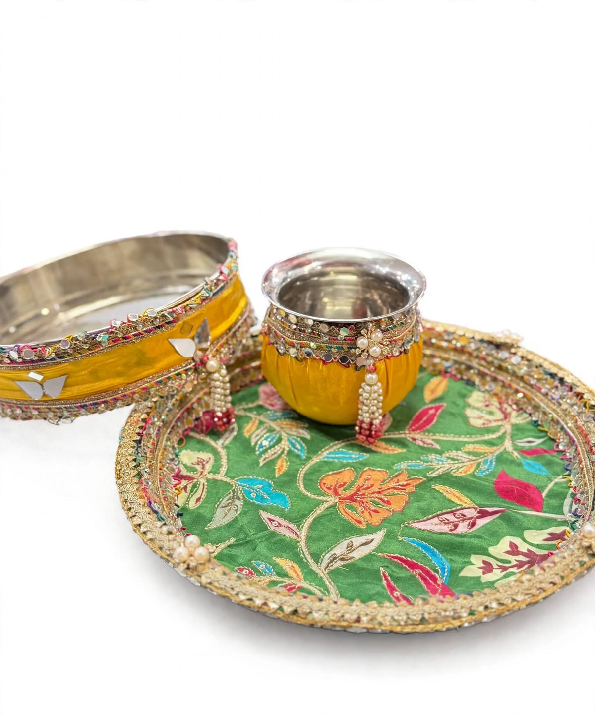 Karwa Chauth Thali Set Yellow Green