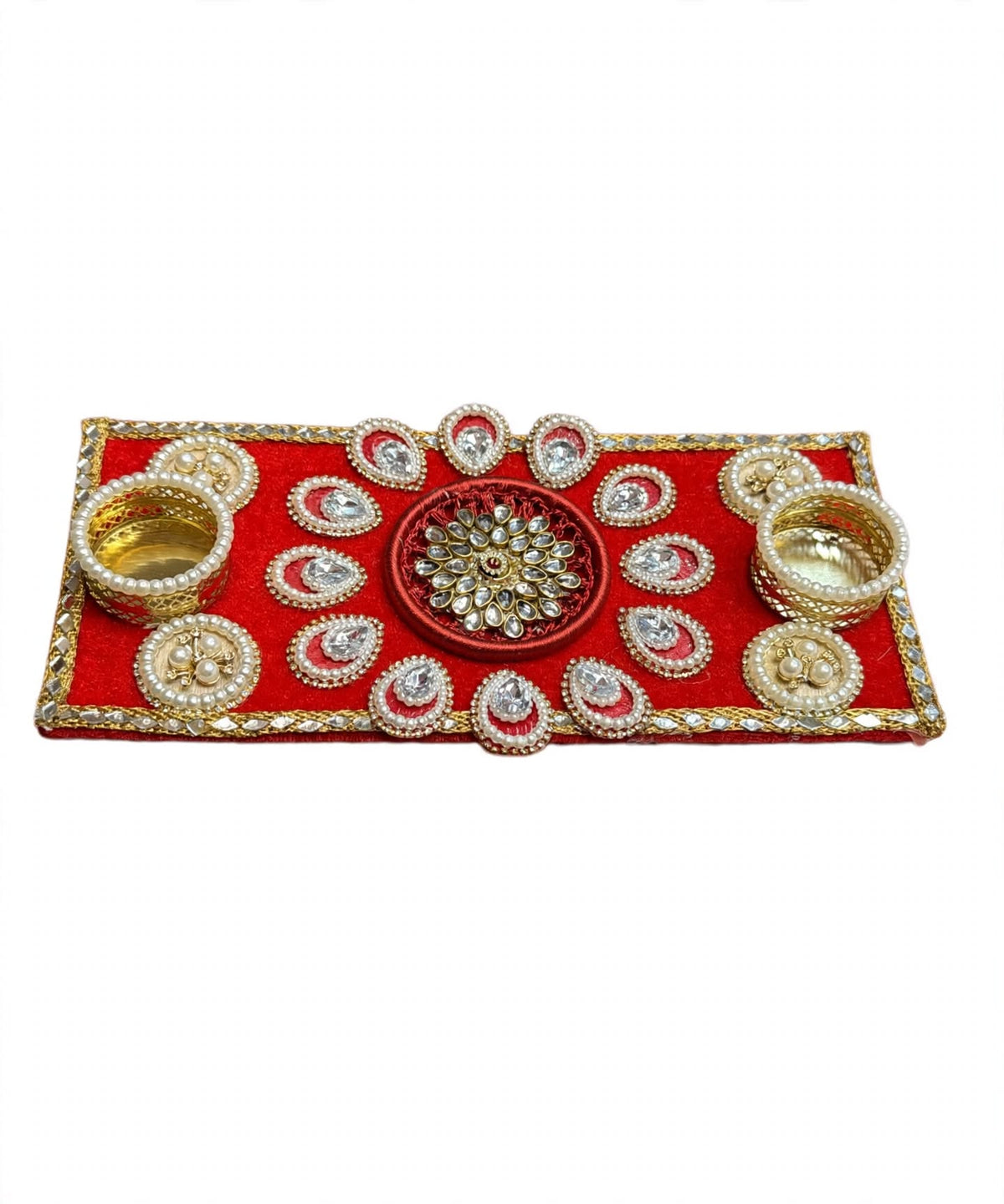 Designer Red Velvet Rectangular Tealight Holder