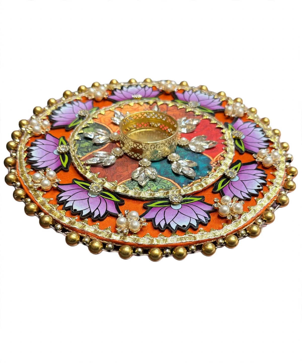 Orange Purple Lotus Tealight Holder