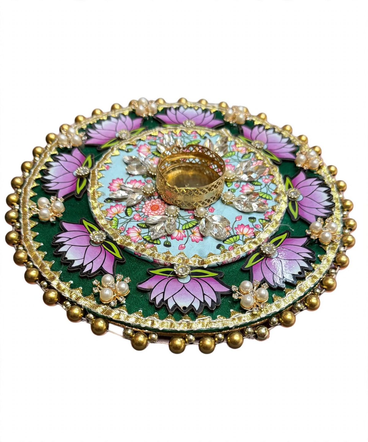 Green Purple Lotus Tealight Holder