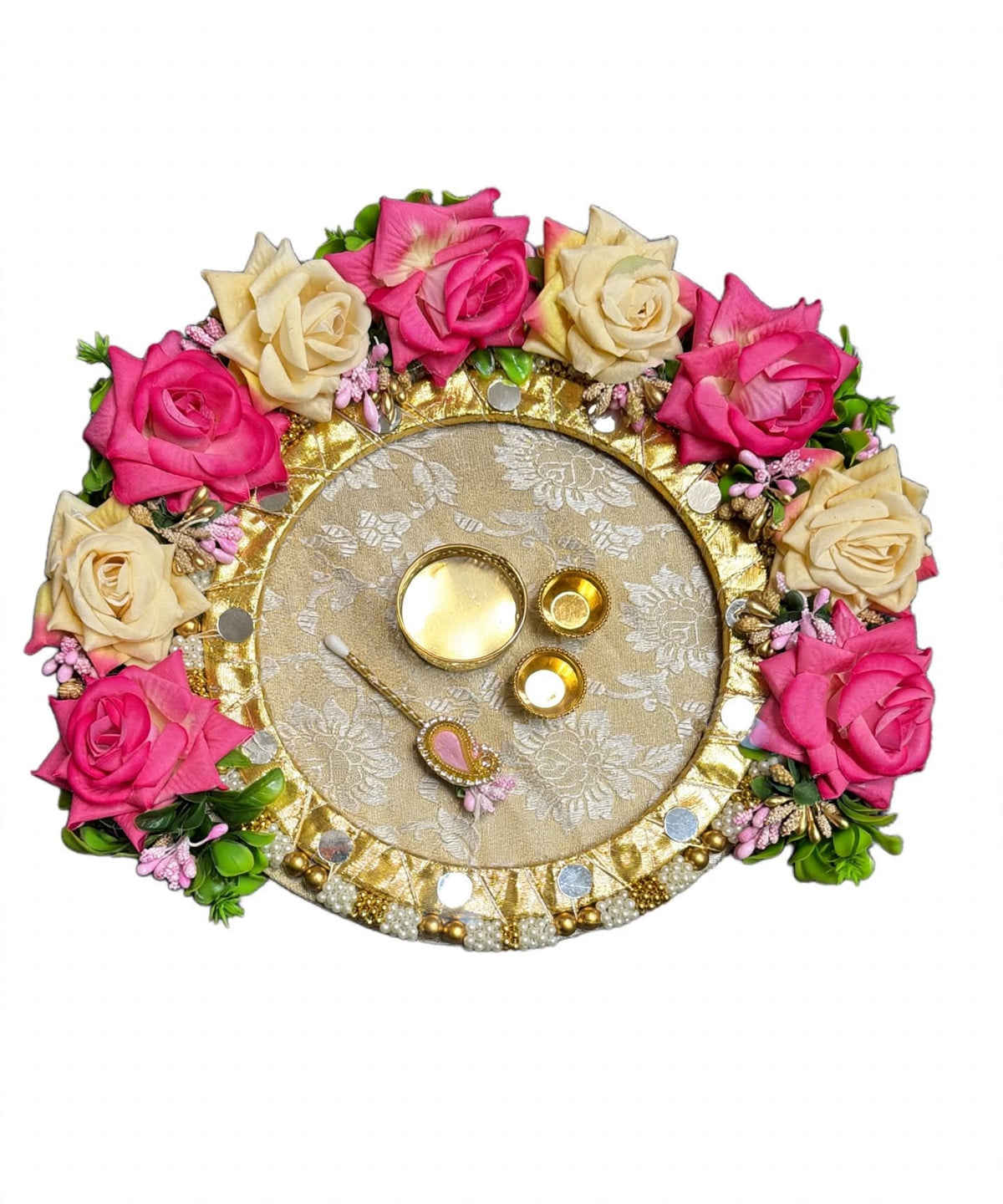 Pink Rose Flower Pooja Thali/Tealight Holder