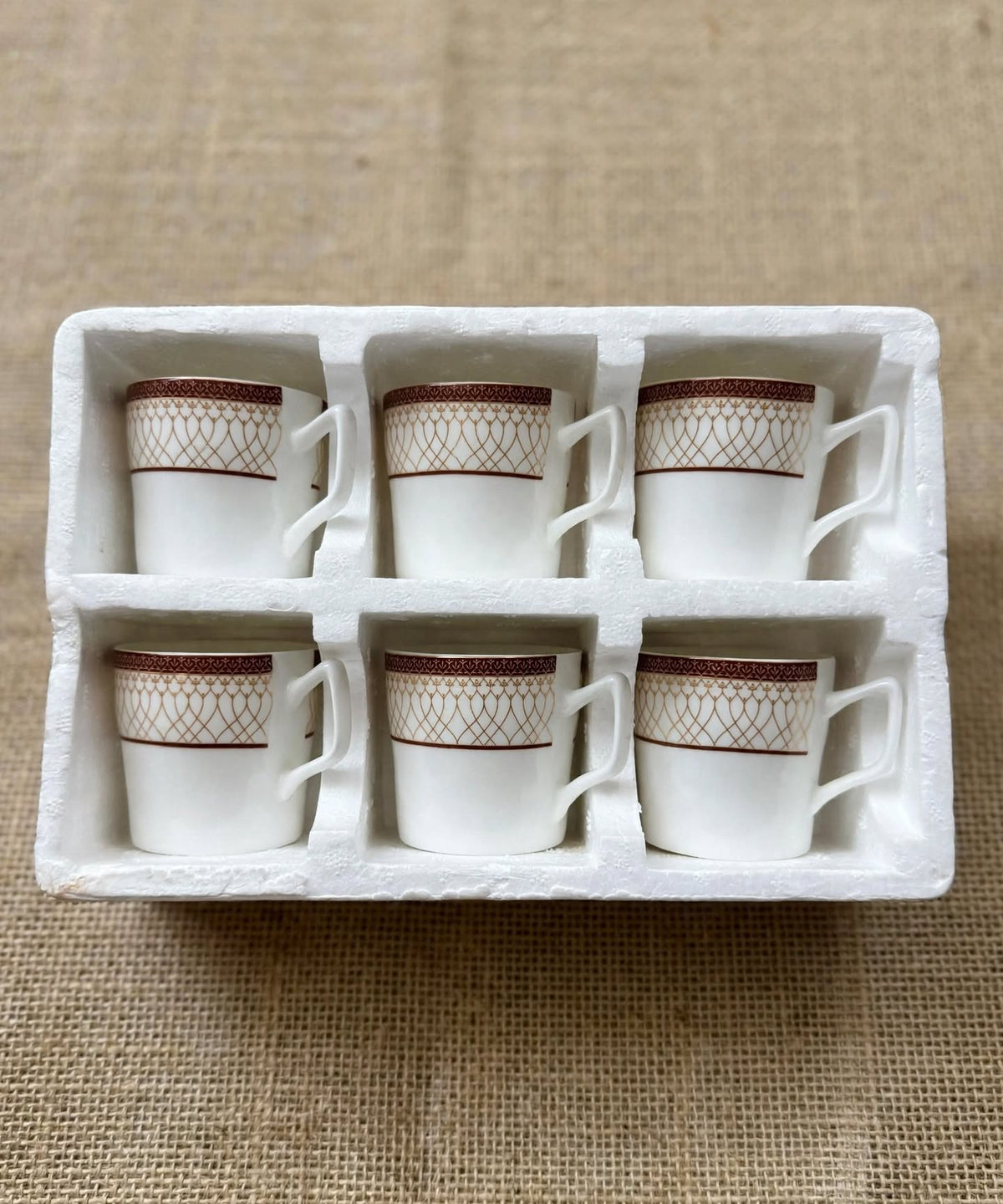 Brown Gold Lattice Cup Set 6 Pcs