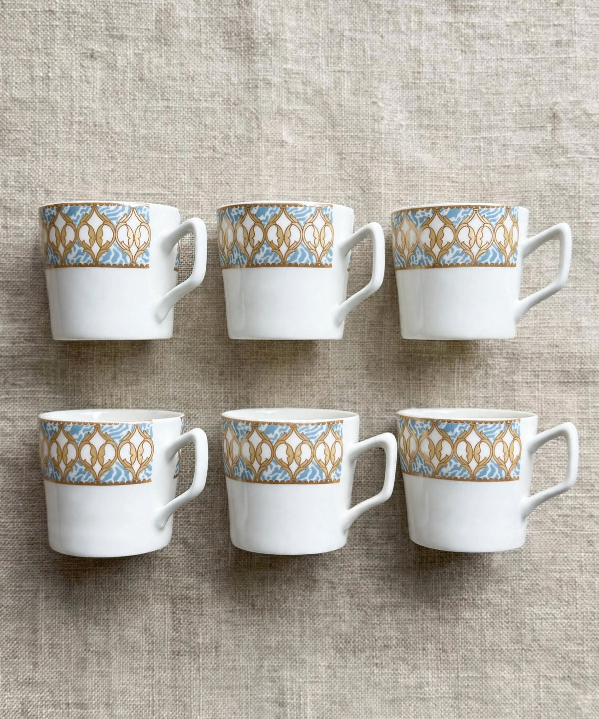 Blue Gold Lattice Tea Cup Set 6 Pcs