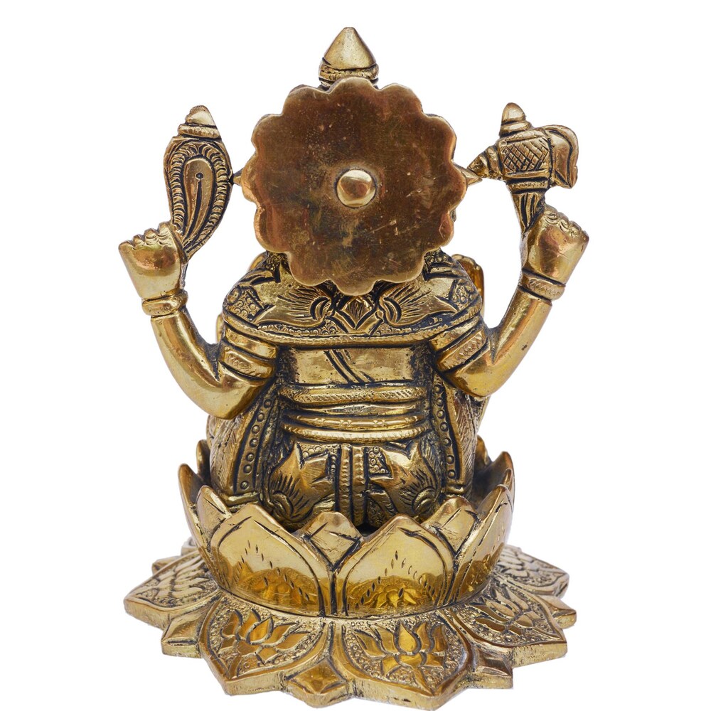 Ganesha Sitting on Lotus Statue - Height - 5 inch