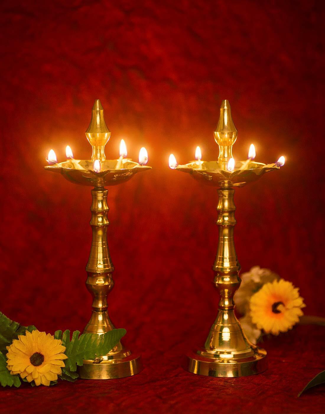 Kashi Samai, Diya, Diwali Oil Lamp Kuthu Vilakku (Set of 2pcs)
