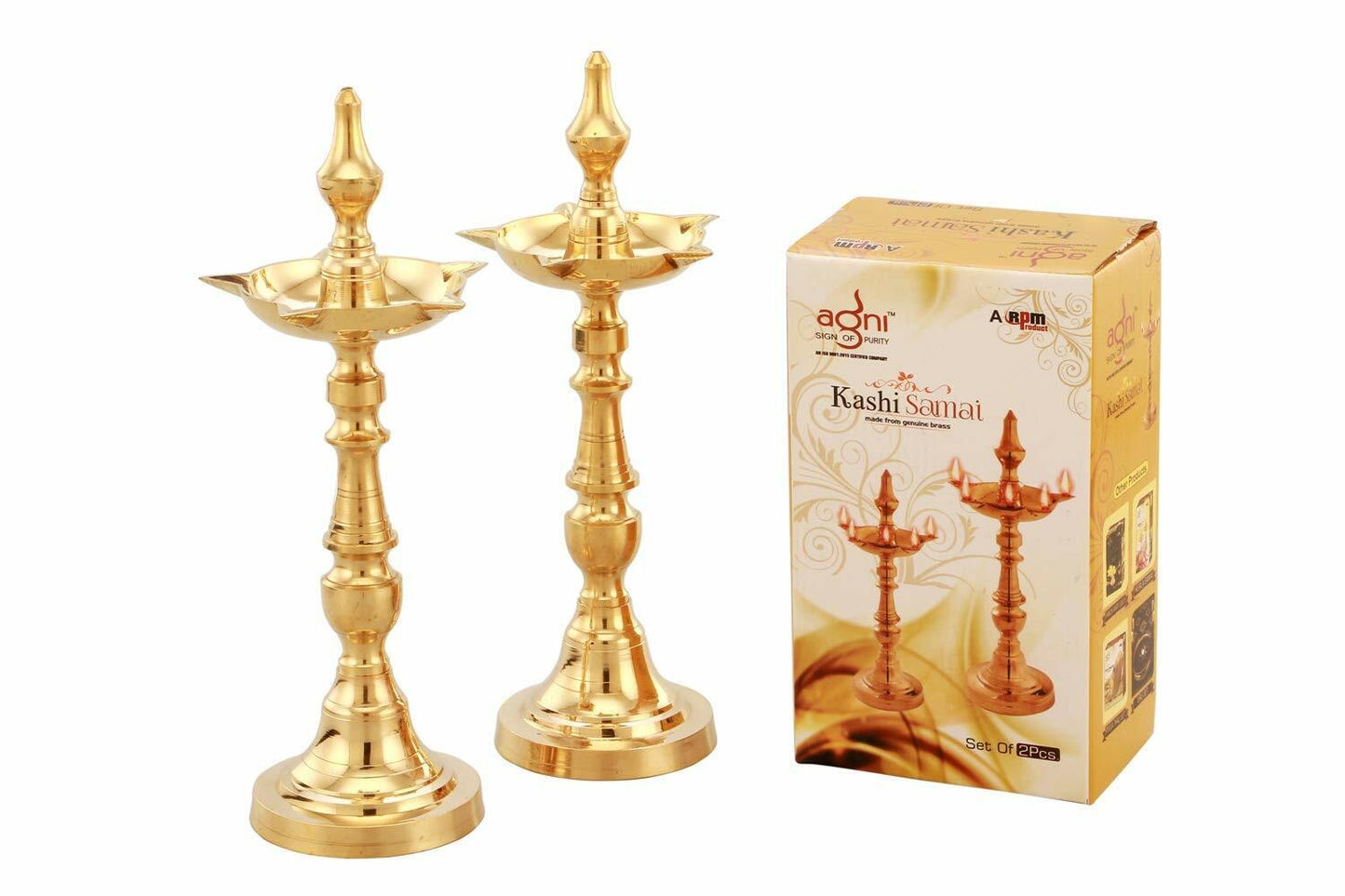 Kashi Samai, Diya, Diwali Oil Lamp Kuthu Vilakku (Set of 2pcs)