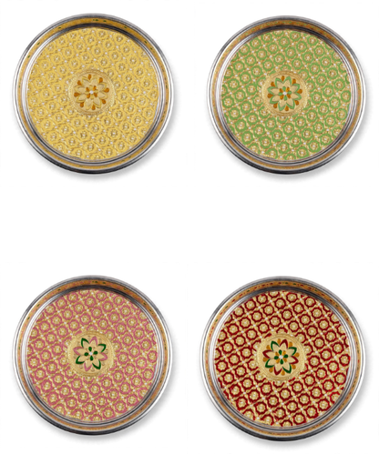 Meenakari Decorative Pooja Thali (Available in Red, Pink, Pista Green & Yellow)
