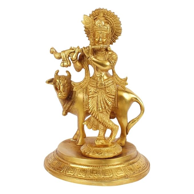 Lord Krishna with Cow Statue