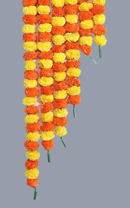 Yellow and Orange  Marigold Flower Decoration String(Set of 5 pc)