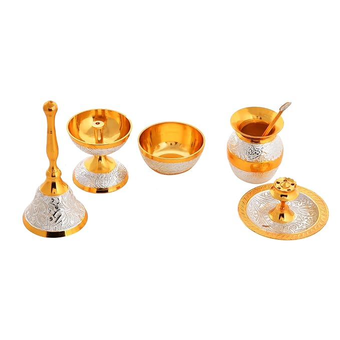 Gold & Silver Meenakari Pooja Thali Set