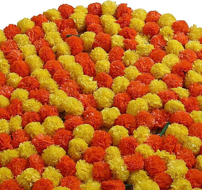 Yellow and Orange  Marigold Flower Decoration String(Set of 5 pc)