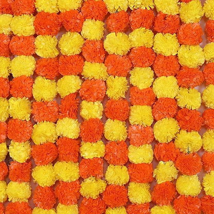 Yellow and Orange  Marigold Flower Decoration String(Set of 5 pc)