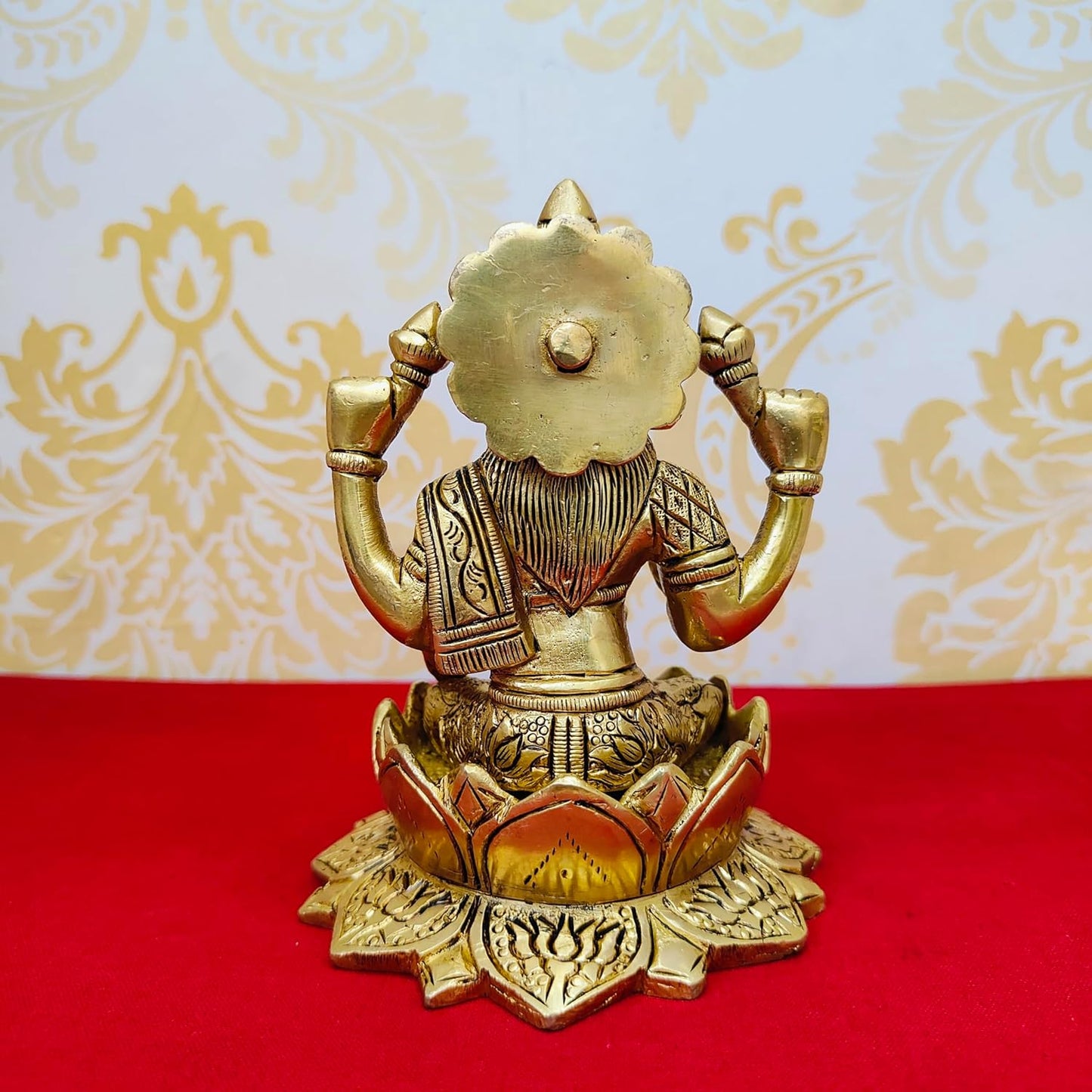 Lakshmi ji on Lotus Brass Statue