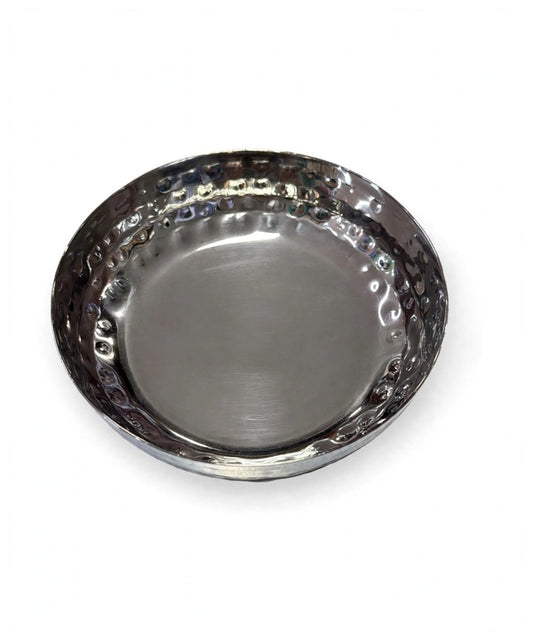 Hammered Stainless Steel Dahi Wada Plate