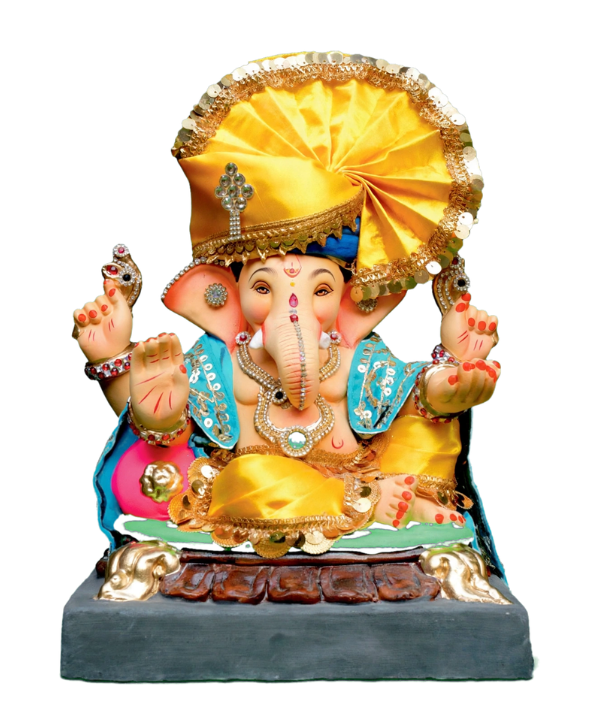 12 Inch Mysoori Ganpati Idol - Yellow Dhoti