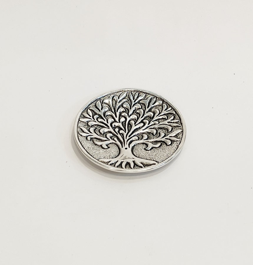 Incense Stick Holder Tree of Life, Agarbatti Holder in Aluminum with Silver Polish