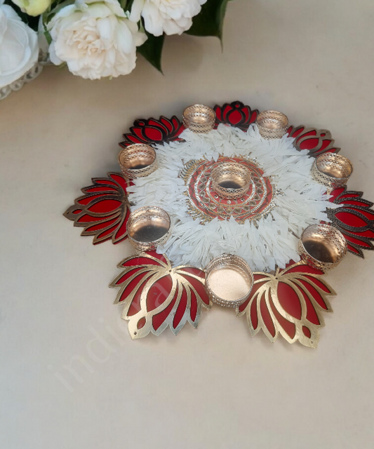 1 pc Lotus Shape Handcrafted Tealight Candle Holder, Decorative Diya for Diwali & Home Decor