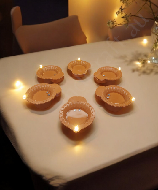 Water Sensor LED Diya – Set of 6 Flameless Diyas for Diwali & Home Decor