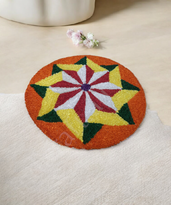 2 Feet Colorful Floral Rangoli Design Mat