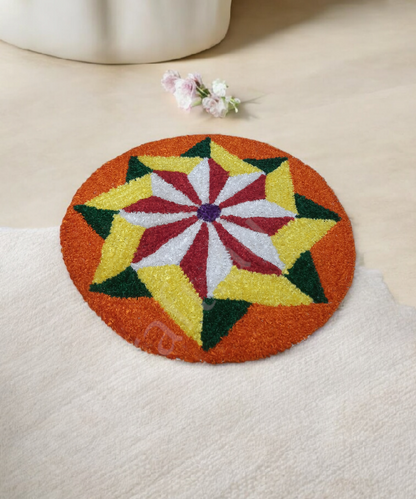 2 Feet Colorful Floral Rangoli Design Mat