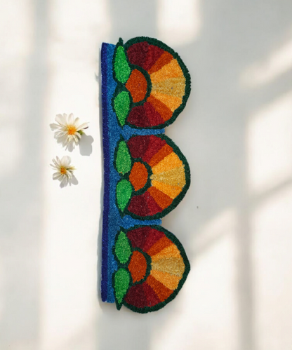 Border 84cm Length Handwoven Multicolor Woolen Rangoli Mat for Door De ...