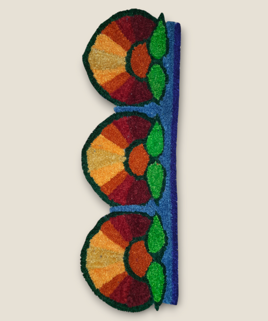 Border 84cm Length Handwoven Multicolor Woolen Rangoli Mat for Door Decoration – Traditional Indian Festival