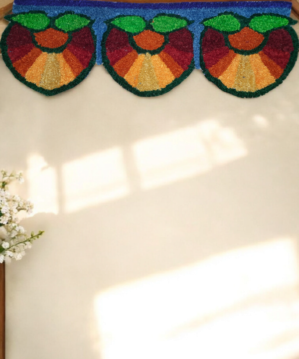 Border 84cm Length Handwoven Multicolor Woolen Rangoli Mat for Door De ...