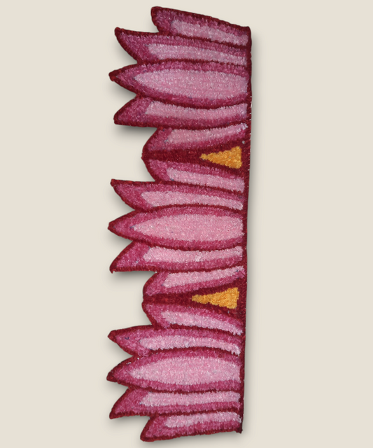 Border 84cm Length Pink Petal Design Woolen Rangoli Mat – Handcrafted Festival Floor Décor for Home and Pooja Room