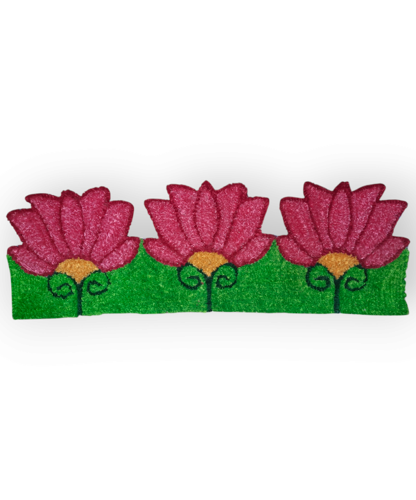Border 84cm Pink Lotus Design Woolen Rangoli Mat – Handcrafted Floral Floor Decor for Diwali & Pooja Room