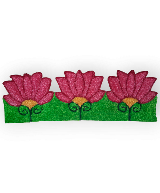 Border 84cm Pink Lotus Design Woolen Rangoli Mat – Handcrafted Floral Floor Decor for Diwali & Pooja Room