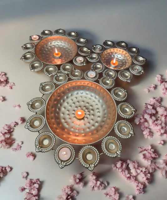 Urli Diya, 3pcs, Urli Bowl, Diwali Decor Lotus Urli, Diwali Diya, Golden Candle Holder, Tealight Candle Holder, Pooja Diya Urli 12" 14" 16"