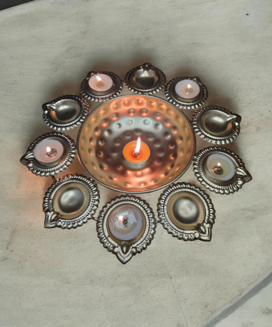 12 inch Urli Diya Urli Bowl, Golden Candle Holder, Tealight Candle Holder, Pooja Diya Urli.