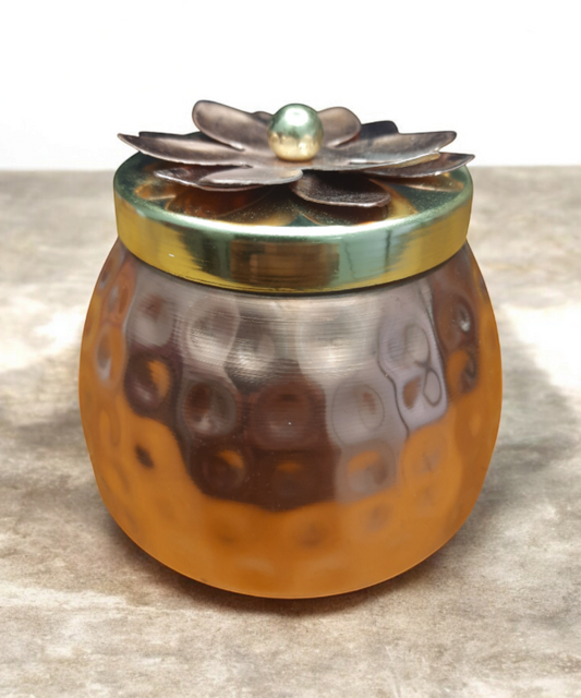 Designer Hammered Dry Fruit Bowl Jar with Lid for Gifting, Serving Bowls/Jars, Return Gifts for Home Function
