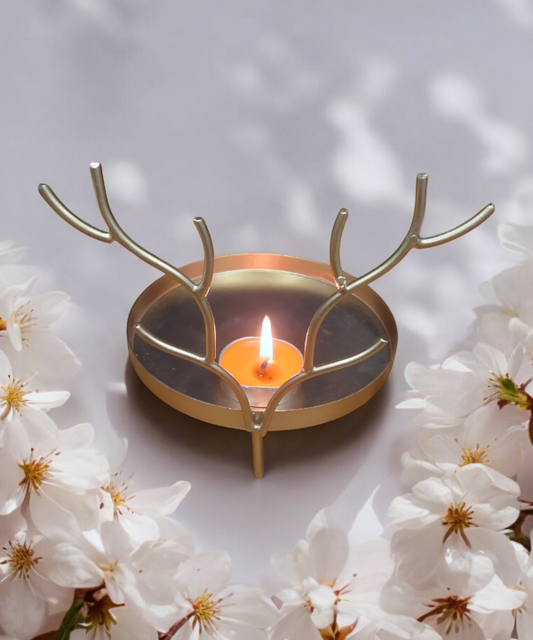 Golden Deer Shape Delicate Metallic Tealight Candle Holder