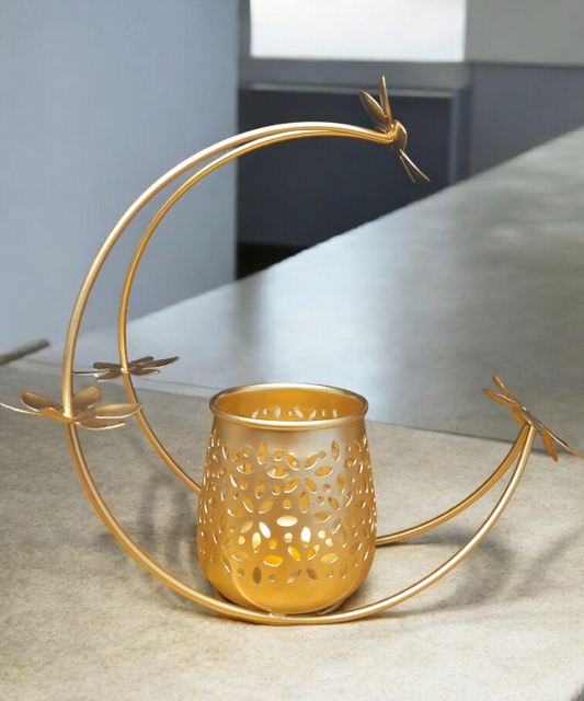 Elegant Crescent Moon Shaped Candle Holder - Metal Tea Light Stand For Home Decor